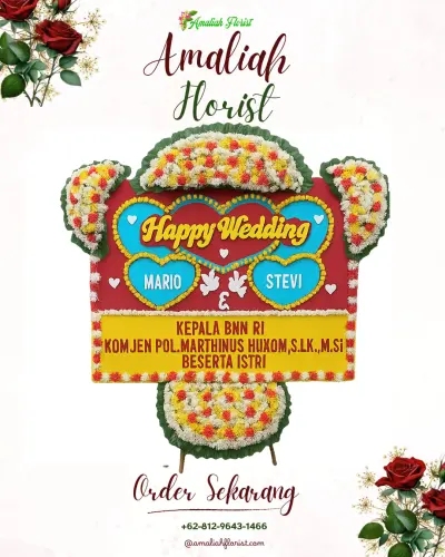 Karangan Papan Bunga Pernikahan di Akah